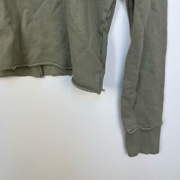 Free People Ooh La Ruffle Sweatshirt long sleeve pullover top green size XS - Picture 8 of 13
